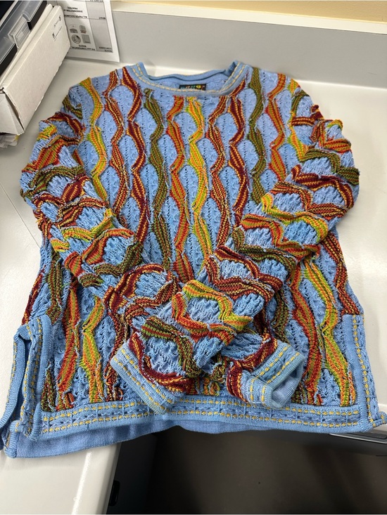 COOGI Other - COOGI Light Blue Multicolor Wave Knit Sweater